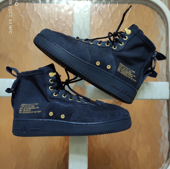 Nike SF AF1 Mid Obsidian Metallic Gold mens 8.5 - Picture 4 of 10